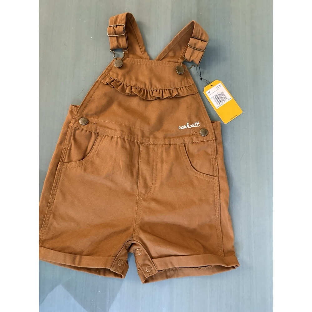 Carhartt Overalls Baby Girls 18 Months Canvas Bib Shortall Jumpers One Piece New